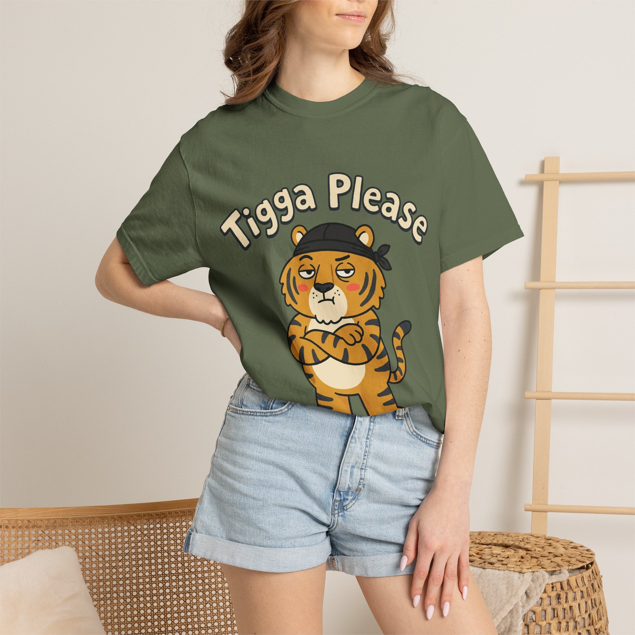 Tigga Please Tiger Illustration T-Shirt | Cute Cartoon Tiger Tee