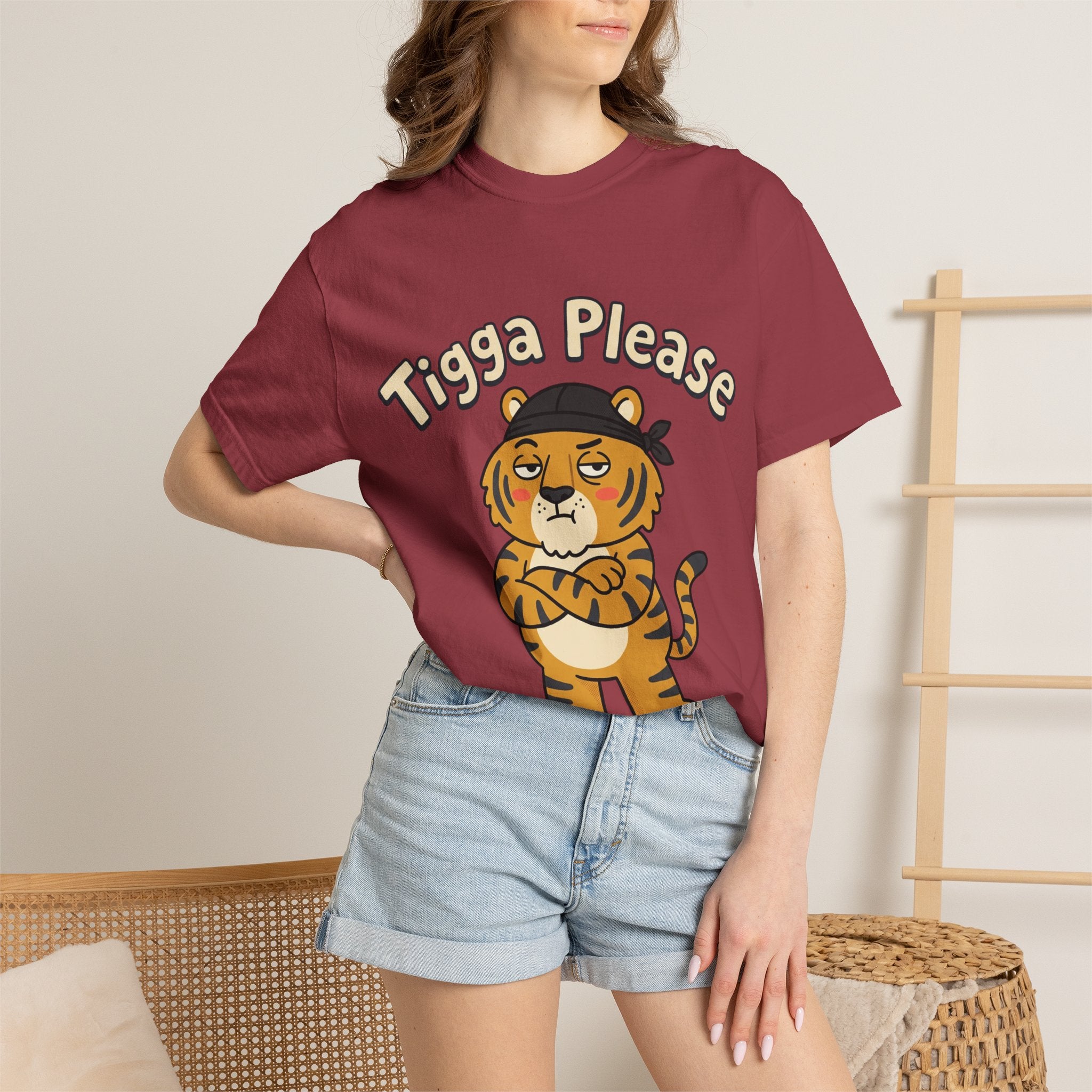 Tigga Please Tiger Illustration T-Shirt | Cute Cartoon Tiger Tee