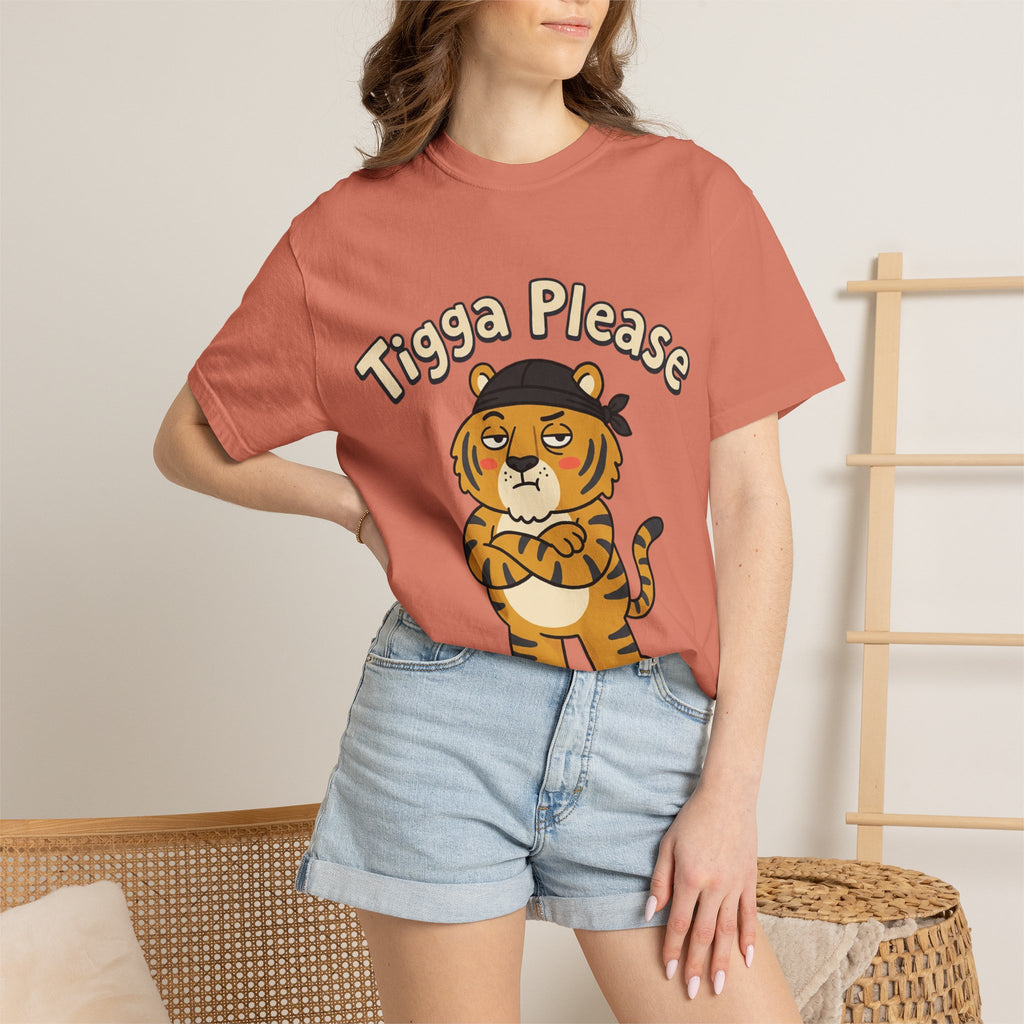 Tigga Please Tiger Illustration T-Shirt | Cute Cartoon Tiger Tee