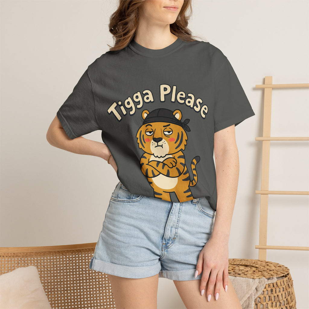 Tigga Please Tiger Illustration T-Shirt | Cute Cartoon Tiger Tee