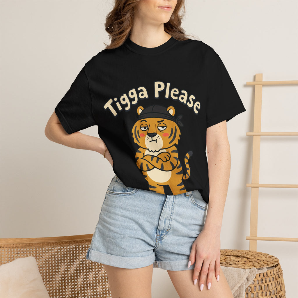 Tigga Please Tiger Illustration T-Shirt | Cute Cartoon Tiger Tee