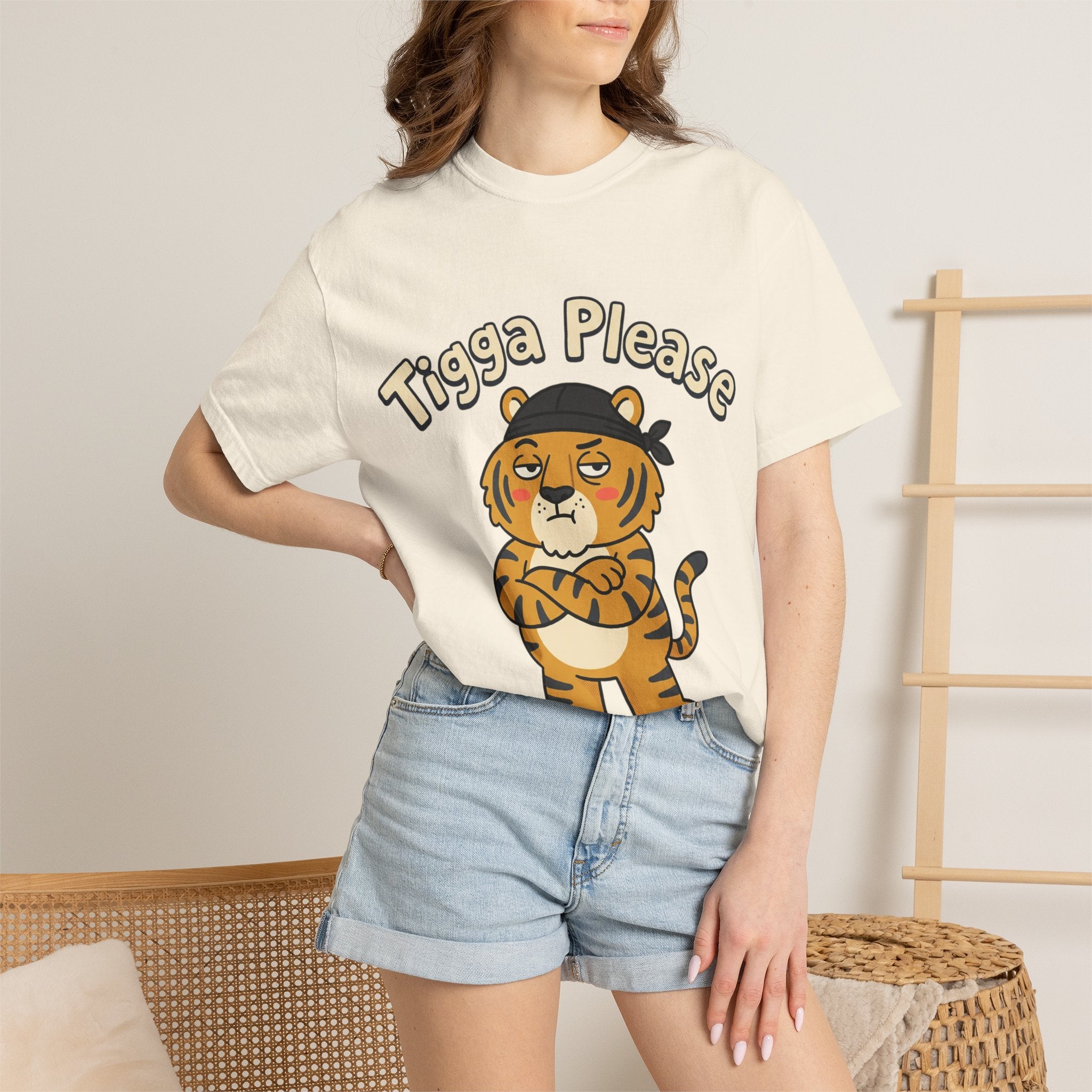 Tigga Please Tiger Illustration T-Shirt | Cute Cartoon Tiger Tee