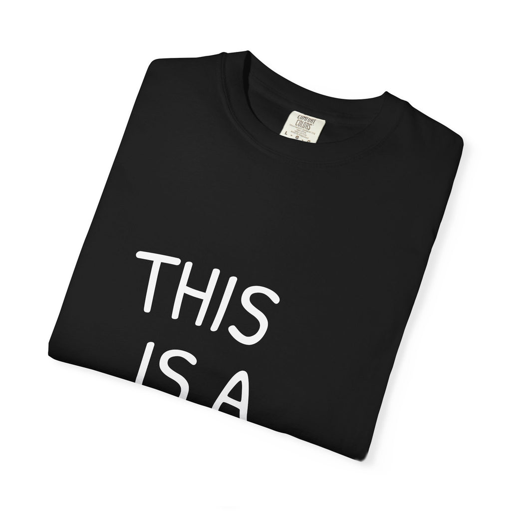 THIS IS A SHIRT T-Shirt | Minimal Text Graphic, Black Tee