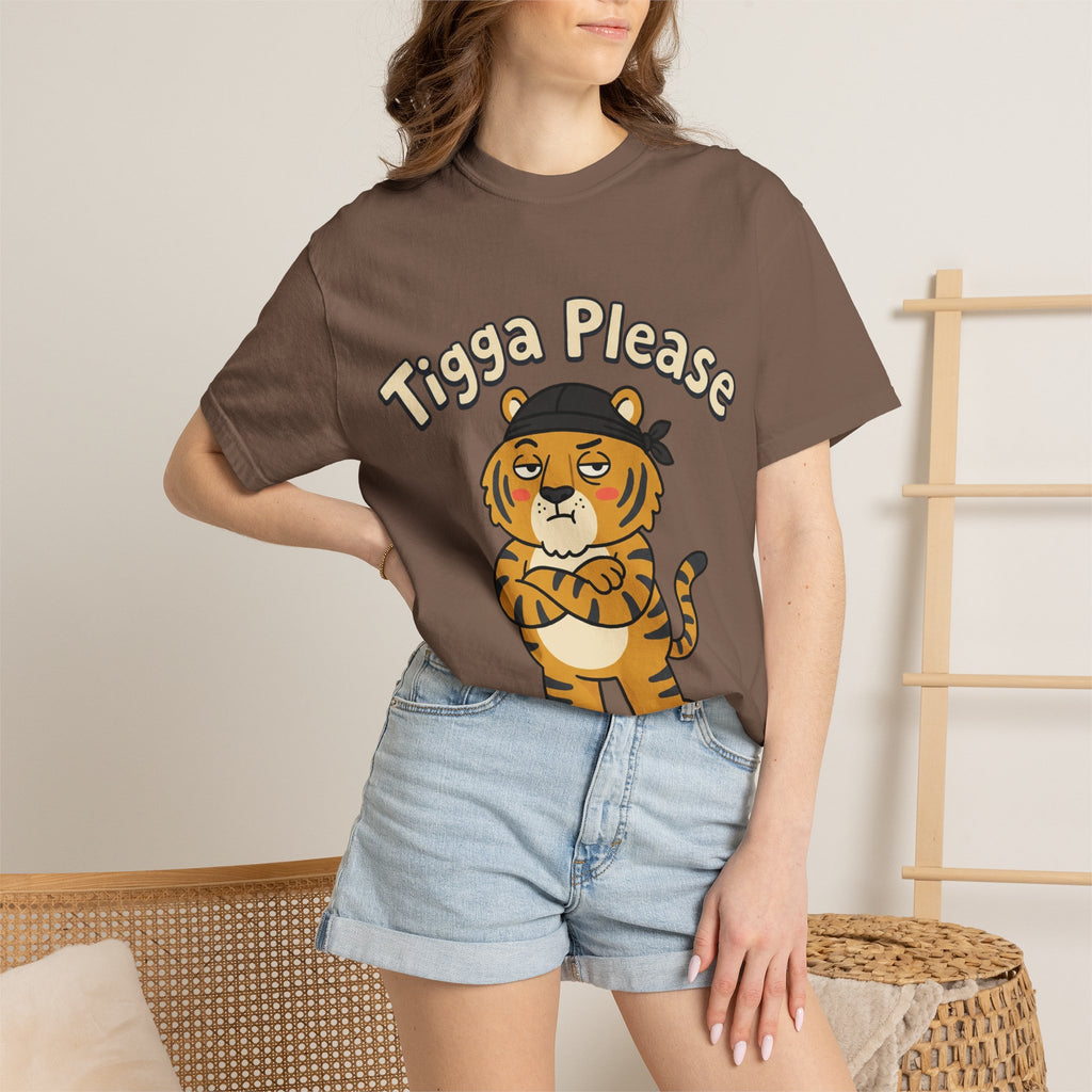 Tigga Please Tiger Illustration T-Shirt | Cute Cartoon Tiger Tee
