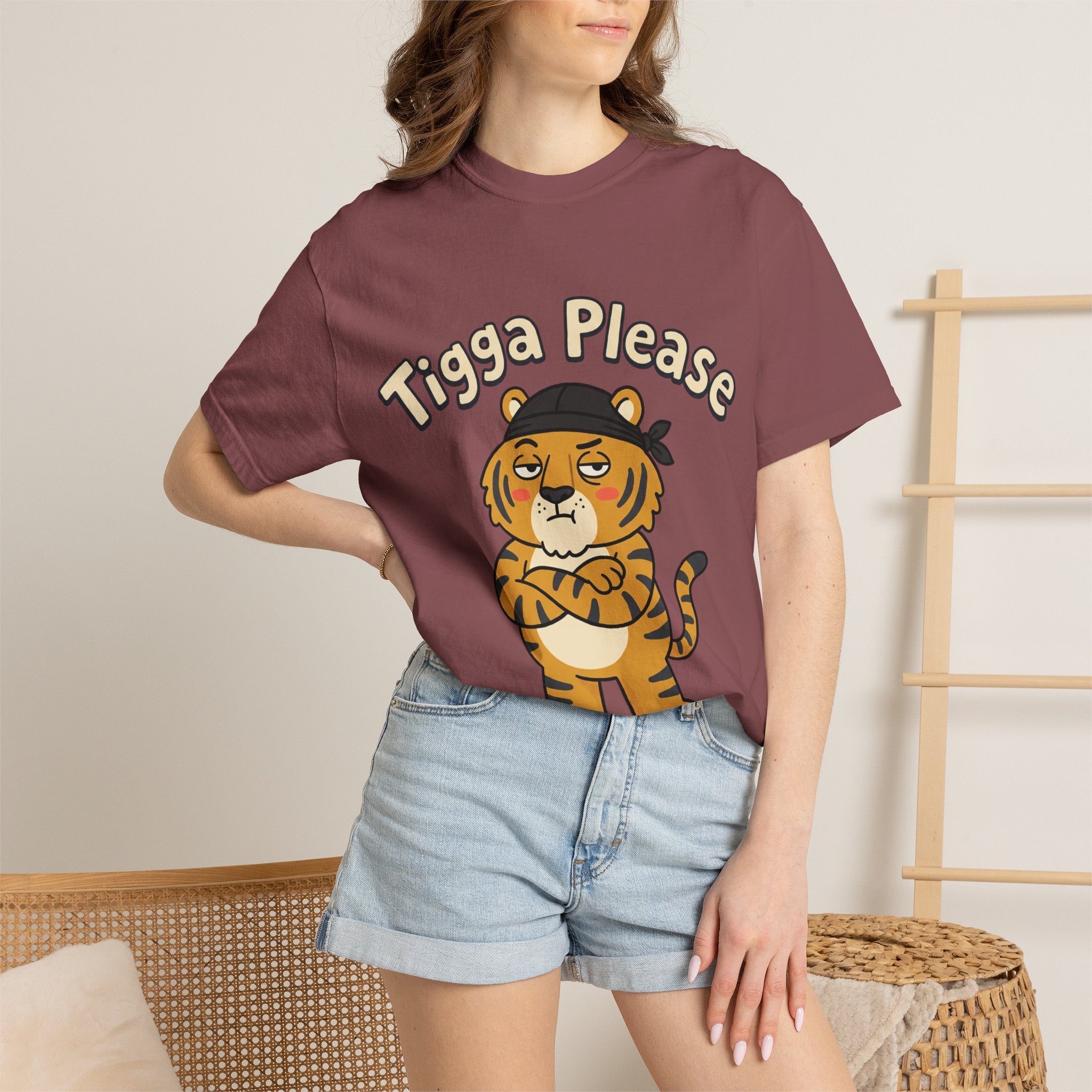 Tigga Please Tiger Illustration T-Shirt | Cute Cartoon Tiger Tee