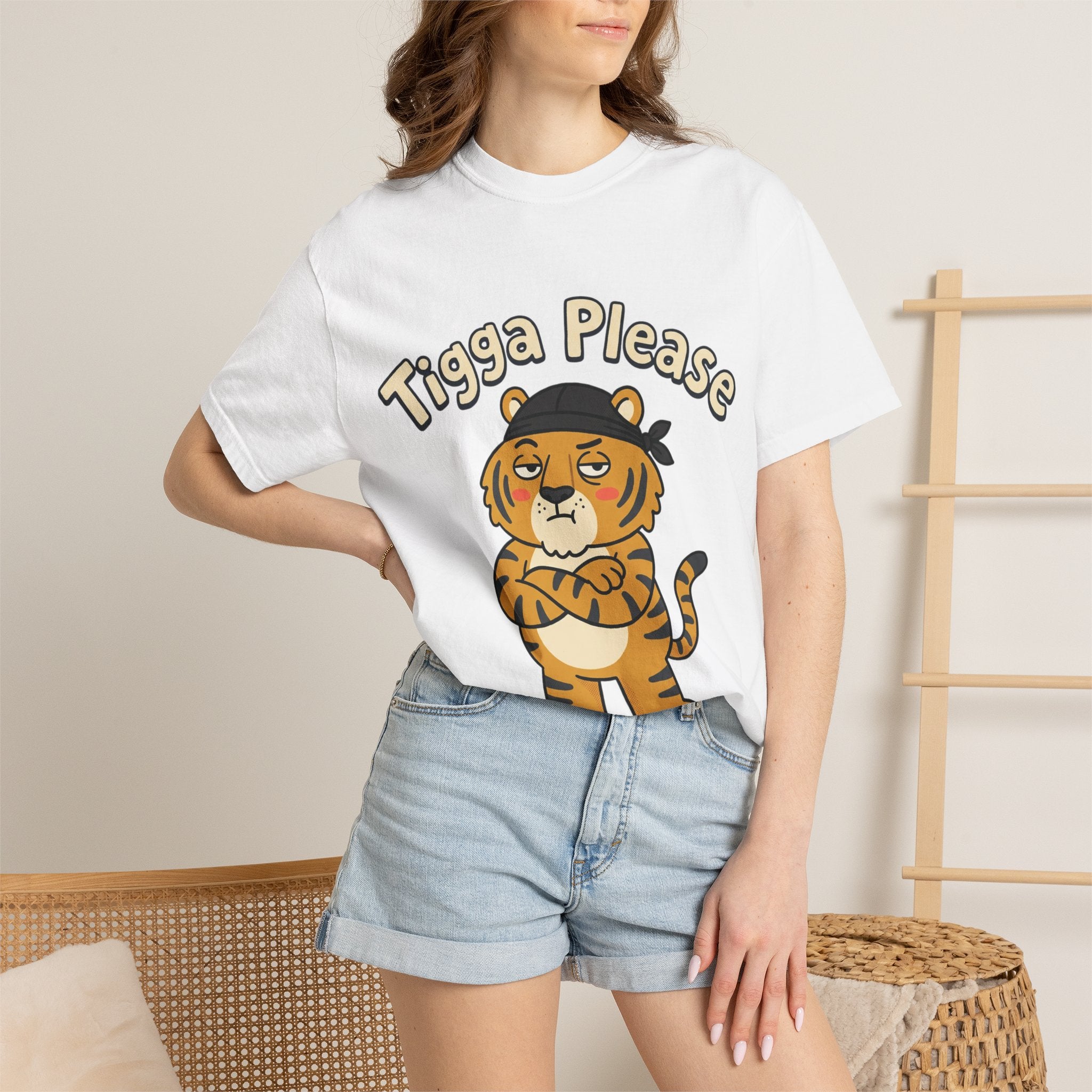 Tigga Please Tiger Illustration T-Shirt | Cute Cartoon Tiger Tee