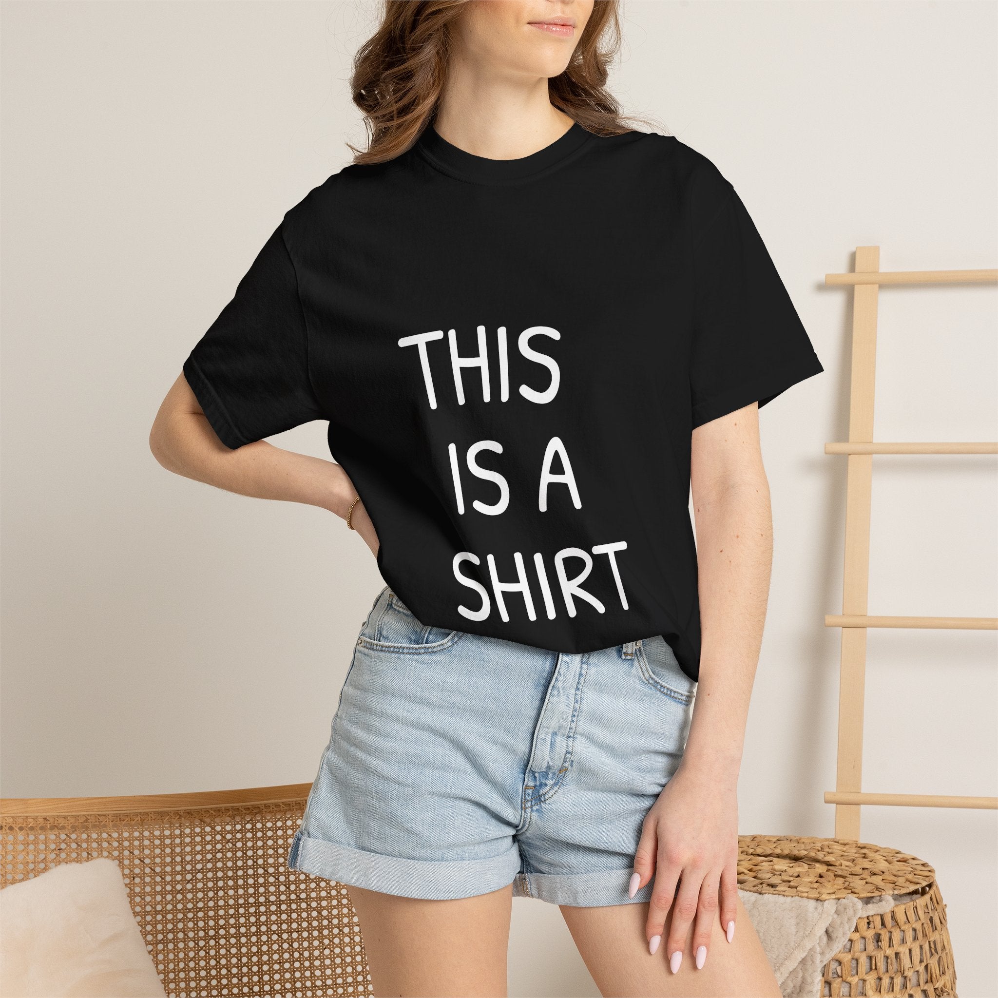 THIS IS A SHIRT T-Shirt | Minimal Text Graphic, Black Tee